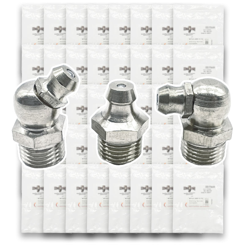 Inch and Metric Steel Zinc Clear Zerks Grease Fittings - 550 PCS