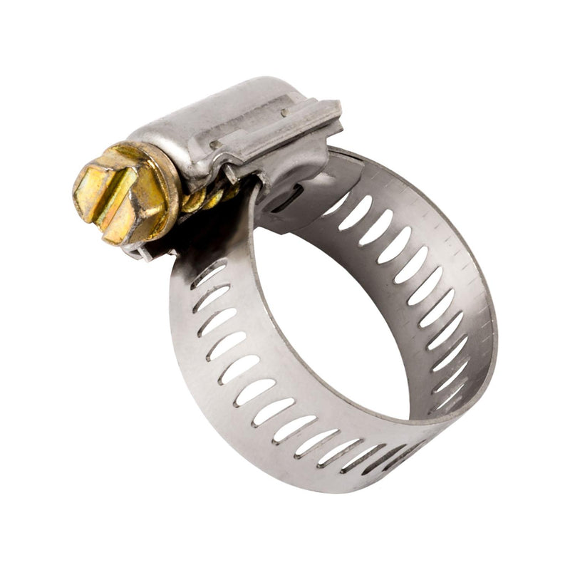 1/2" 300 Stainless Steel Band & Saddle, Steel Screw Hex Worm Gear Type Hose Clamp Size, Plated Screw & Housing, 1-1/8"