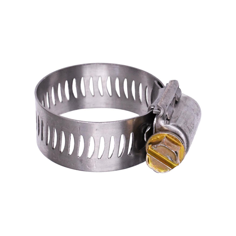 1/2" 300 Stainless Steel Band & Saddle, Steel Screw Hex Worm Gear Type Hose Clamp Size, Plated Screw & Housing, 1-1/4"