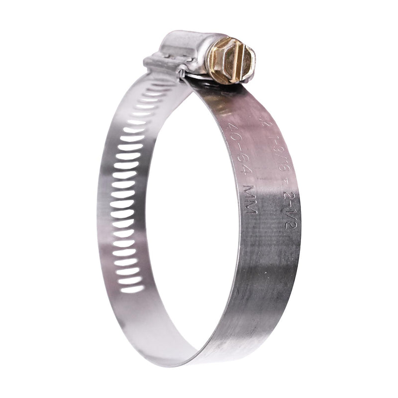1-9/16" 300 Stainless Steel Band & Saddle, Steel Screw Hex Worm Gear Type Hose Clamp Size, Plated Screw & Housing