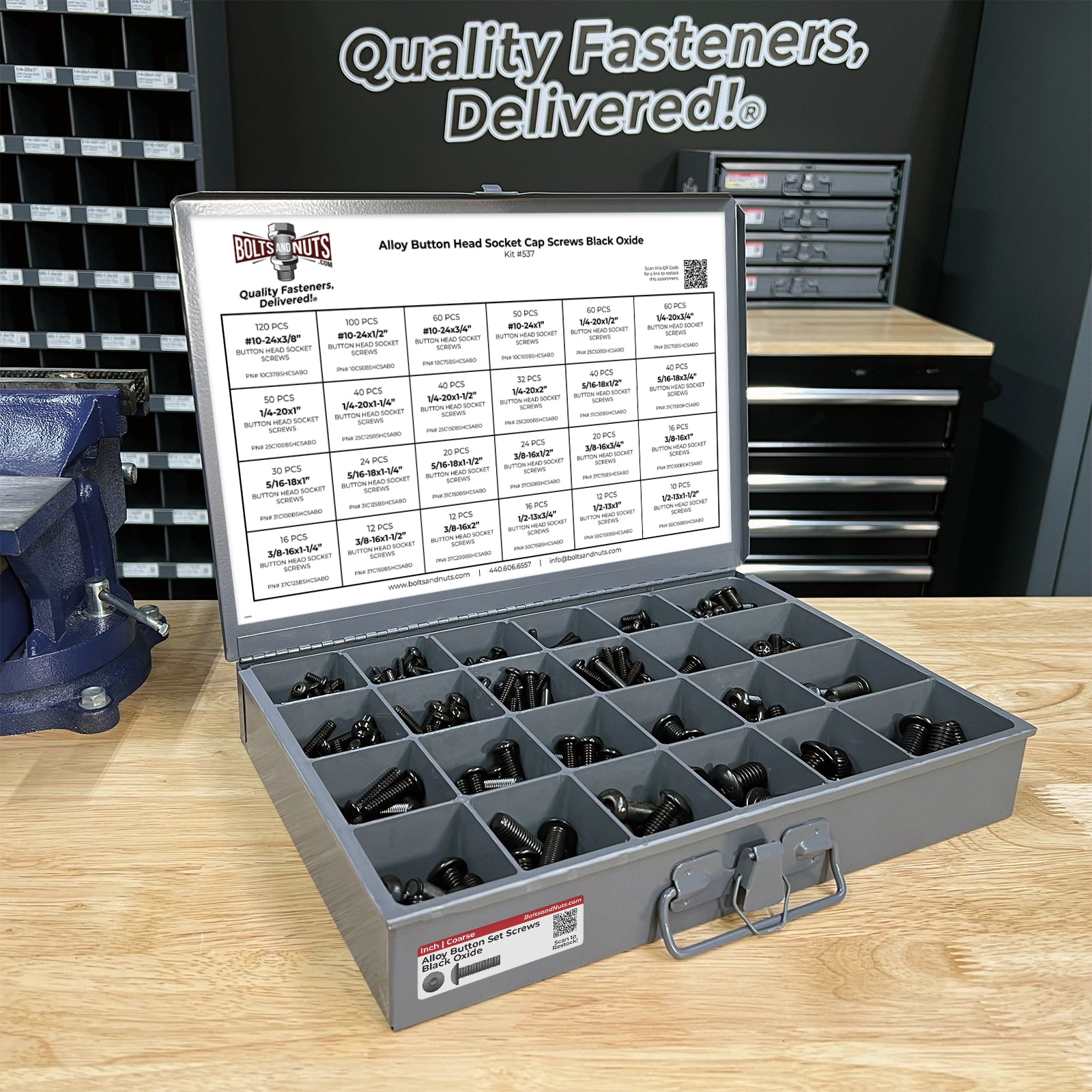 Alloy Allen Button Head Socket Cap Screws Bolts Black Oxide Assortment - 905 PCS