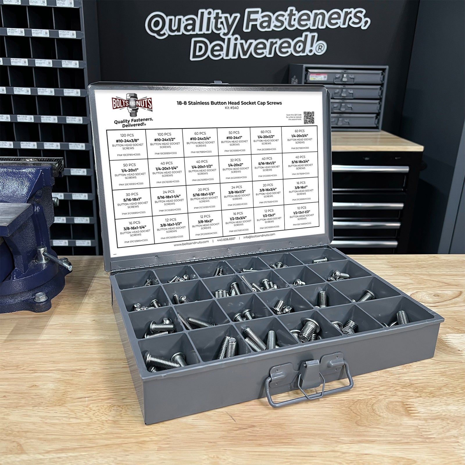 Inch 18-8 Stainless Steel Allen Button Head Socket Cap Screws Bolts Assortment - 905 PCS