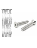 Metric A2-70 Stainless Steel Flat Socket Screws - 608 PCS