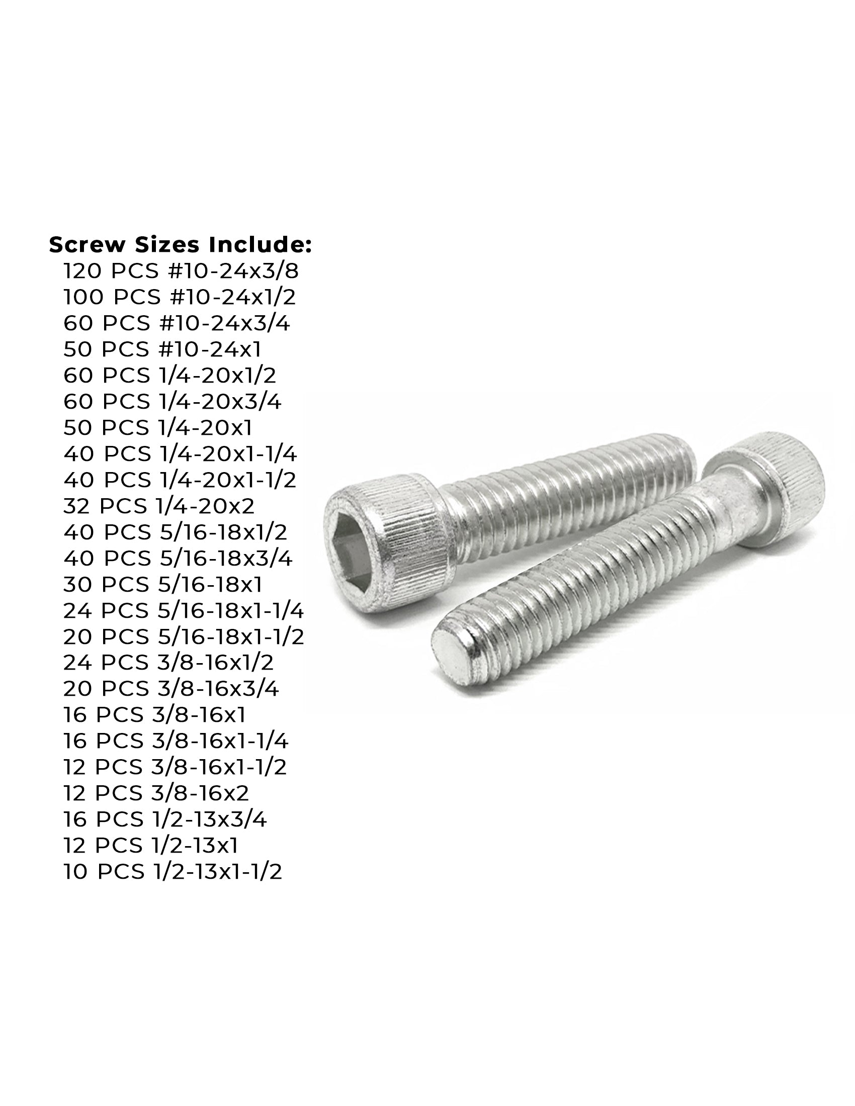 Inch 316 Stainless Steel Allen Socket Head Cap Screws Bolts Assortment - 905 PCS