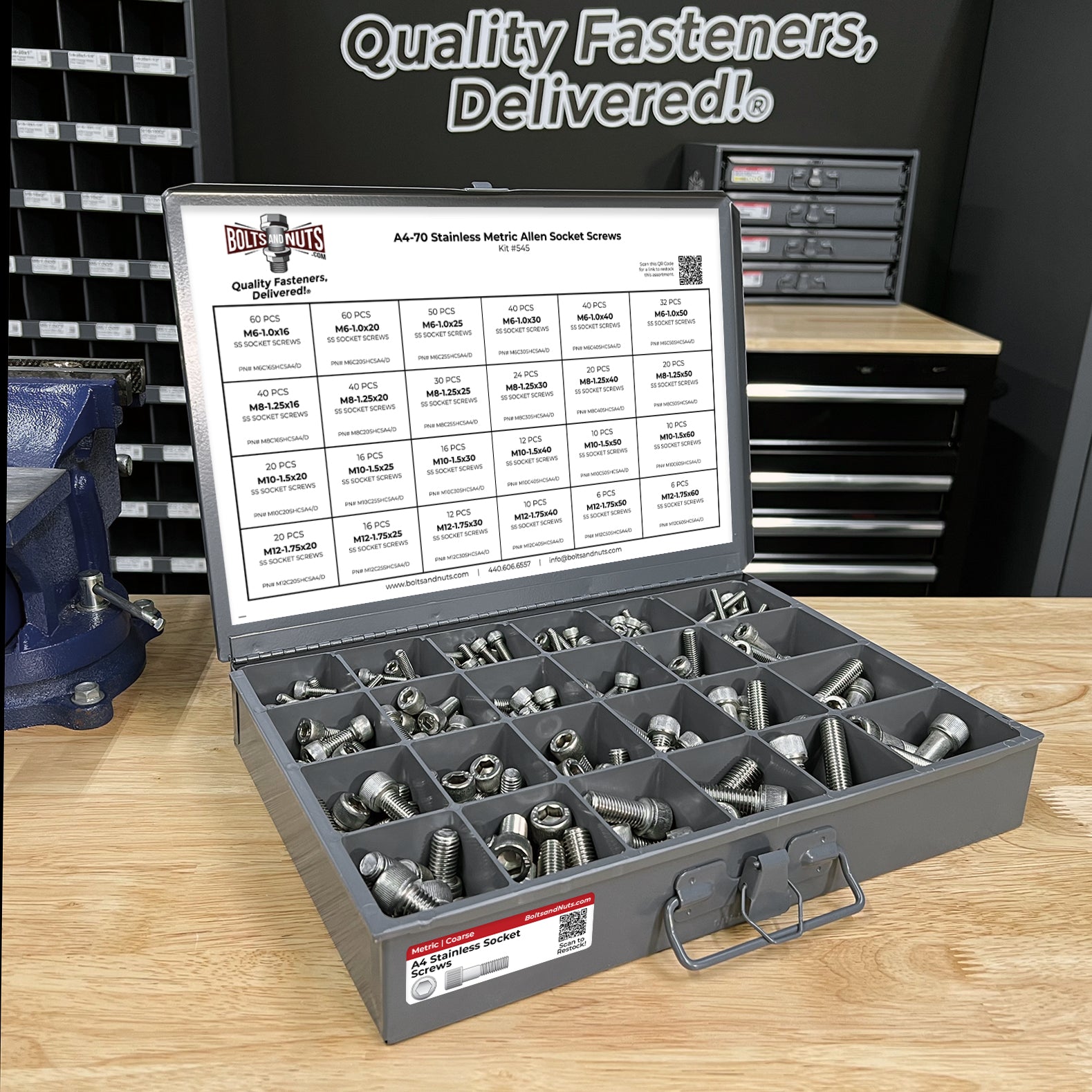 Metric A4 Stainless Steel Allen Socket Head Cap Screws Bolts Assortment - 611 PCS