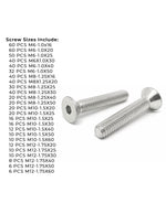 Metric A4-70 Stainless Steel Flat Socket Screws - 608 PCS