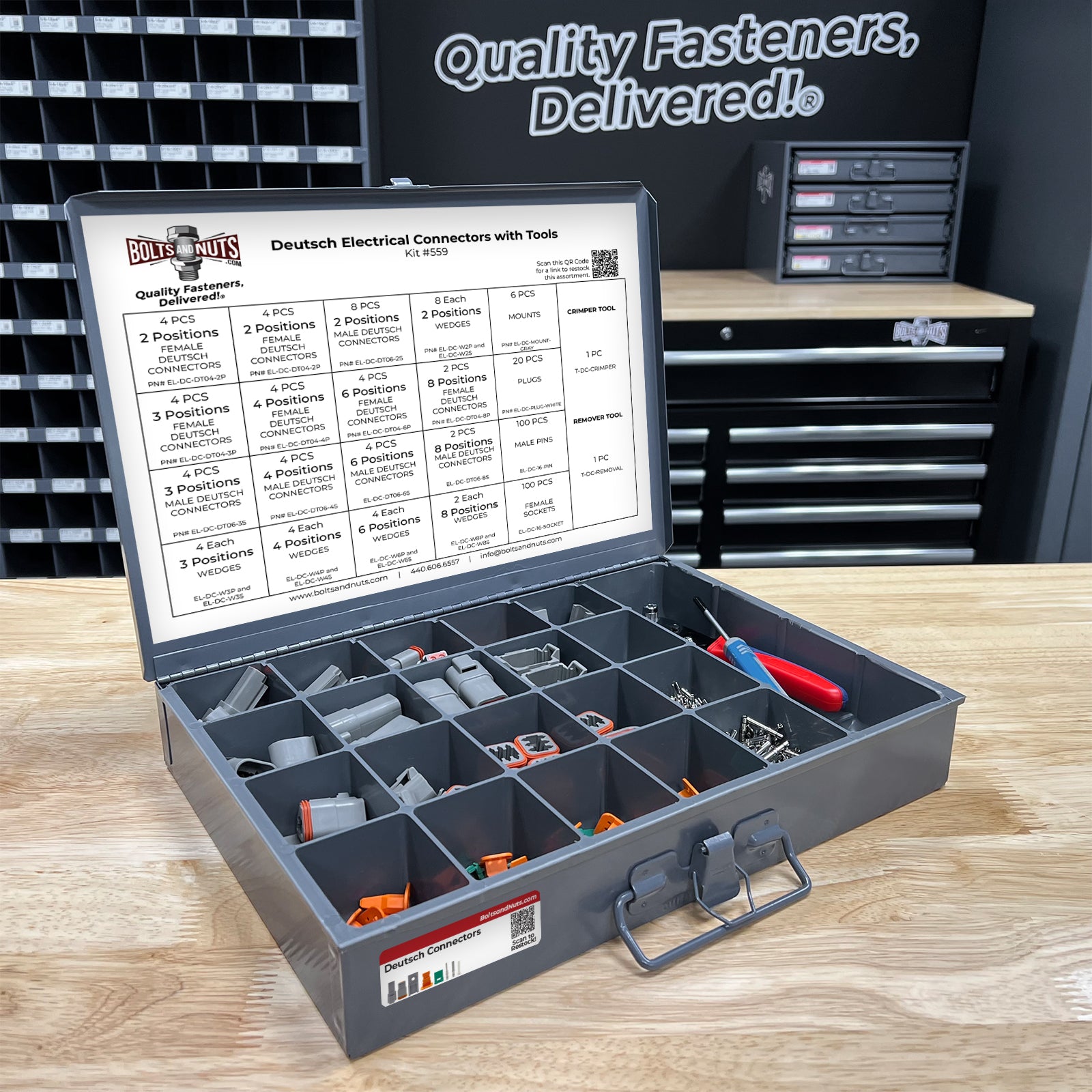 Waterproof Deutsch Electrical Connectors Assortment with Tools - 263 Pieces