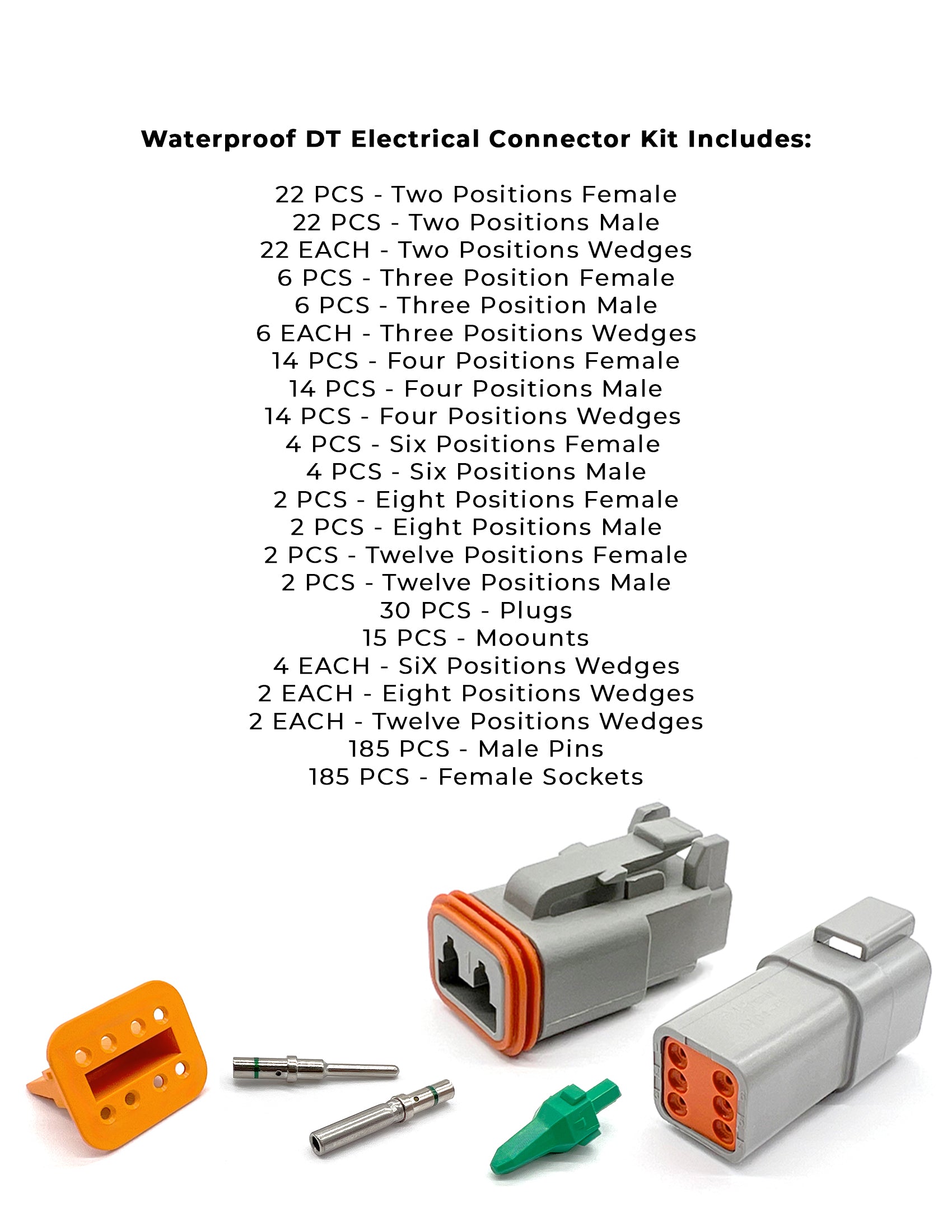 Waterproof DT Pin Electrical Connectors Assortment - 516 Pieces