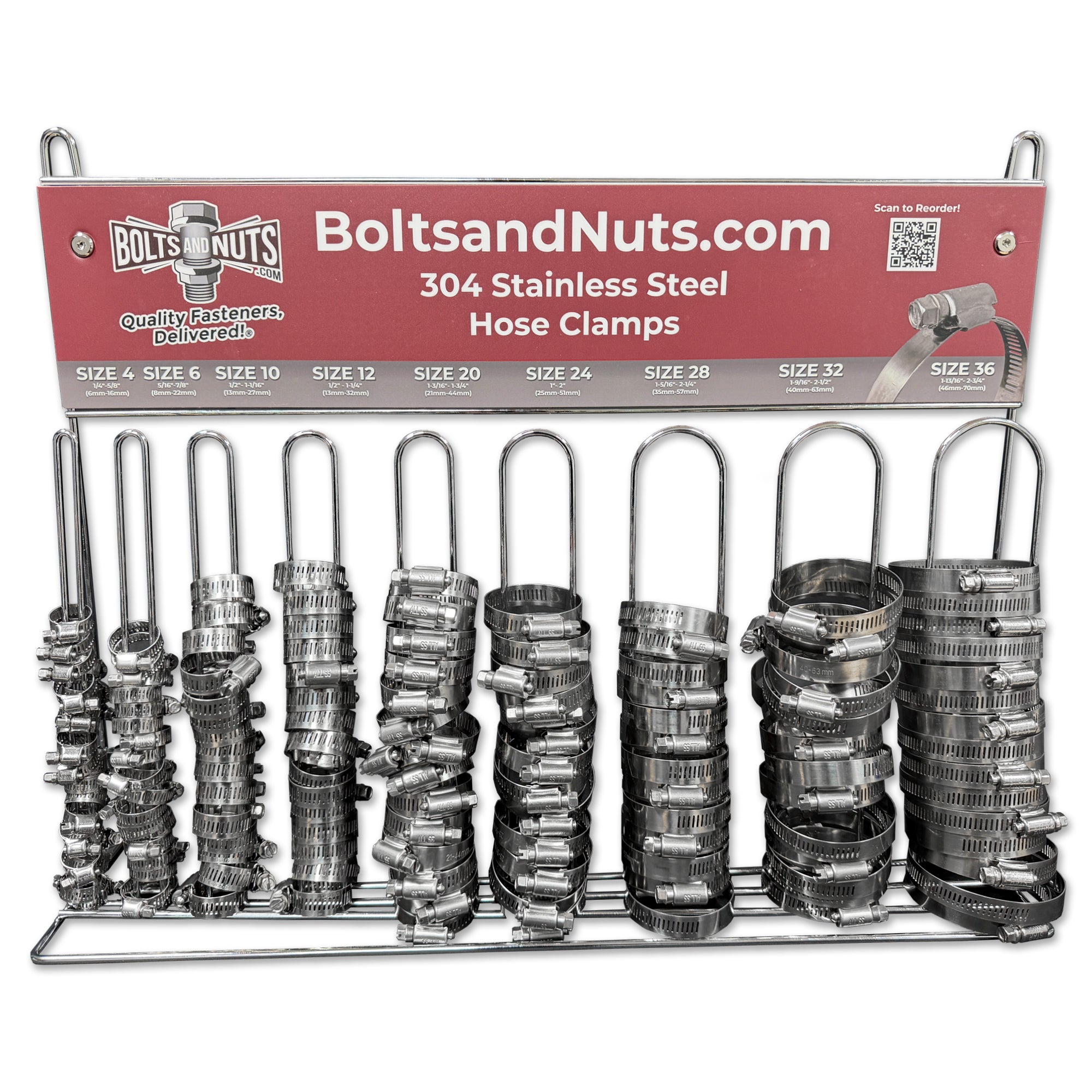 304 Stainless Steel Worm Gear Hose Clamps - 146 PCS