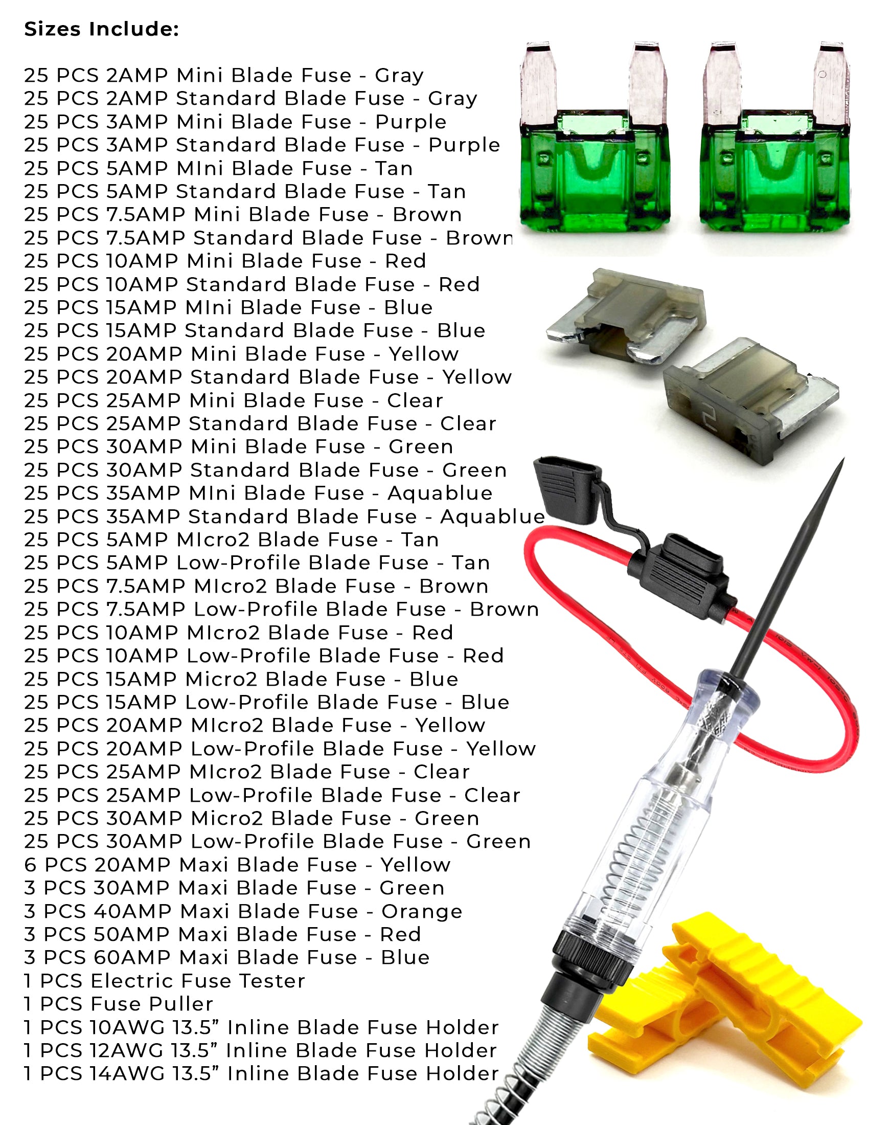 Micro, Mini, & Maxi Fuse Assortment - 874 PCS
