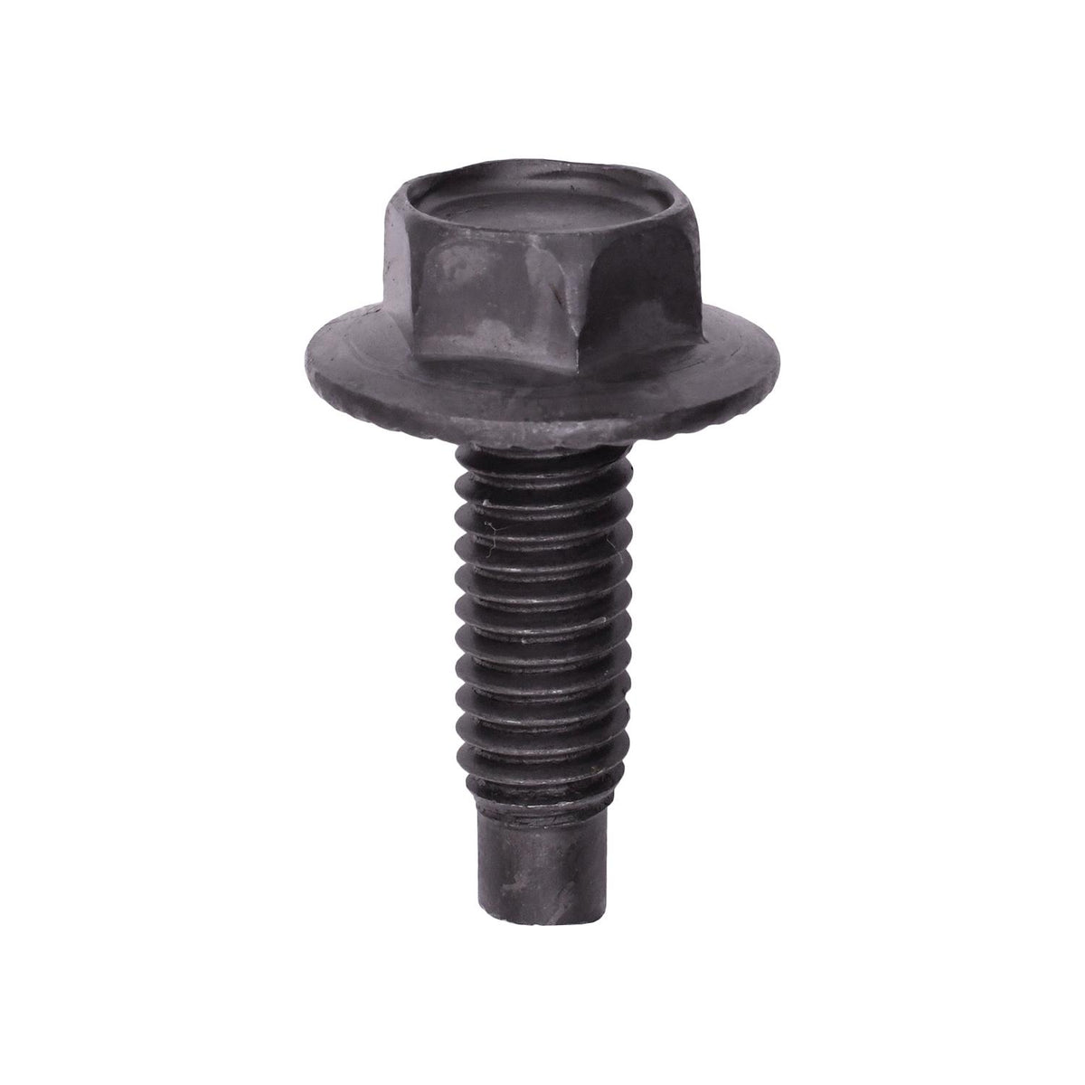 5/16"-18x1" Hex Spin Lock Head Indented Large Flange Washer Dog Point Screw, 13/16" Washer, Black Phosphate