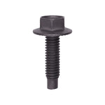 5/16"-18x1-1/4" Hex Spin Lock Head Indented Large Flange Washer Screw, Dog Point, 13/16" Washer, Black Phosphate