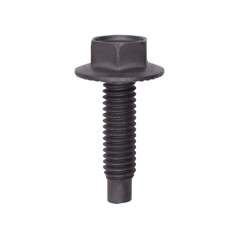 5/16"-18x1-1/4" Hex Spin Lock Head Indented Large Flange Washer Screw, Dog Point, 13/16" Washer, Black Phosphate