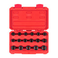 1/2 Inch Drive Shallow 12-Point Impact Socket Set with Case, 17-Piece (8 - 24 mm)