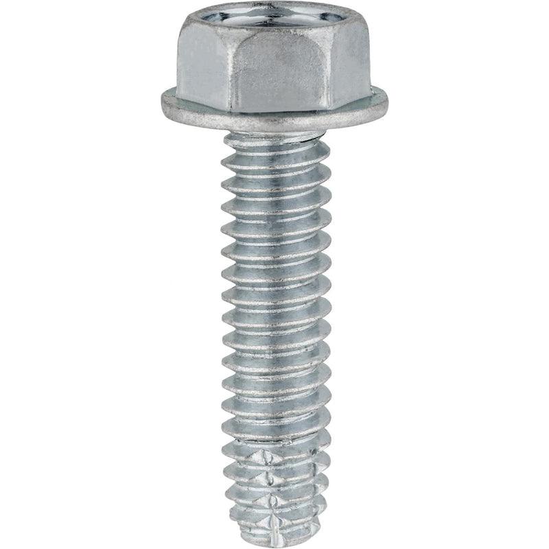 1/4"-20x1" Hex Head Washer Indented Type F Screw, Zinc Chromate