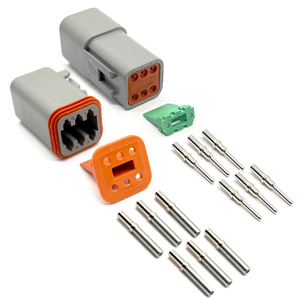 (1 Set) 6 Pin DT Water Proof Connector Assembly, Plug, Recepticle, Wedgelocks, Pins and Sockets