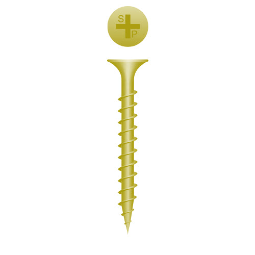 #8 Strong-Point Bugle Head 8 x 3, PH, Coarse, Zinc Yellow
