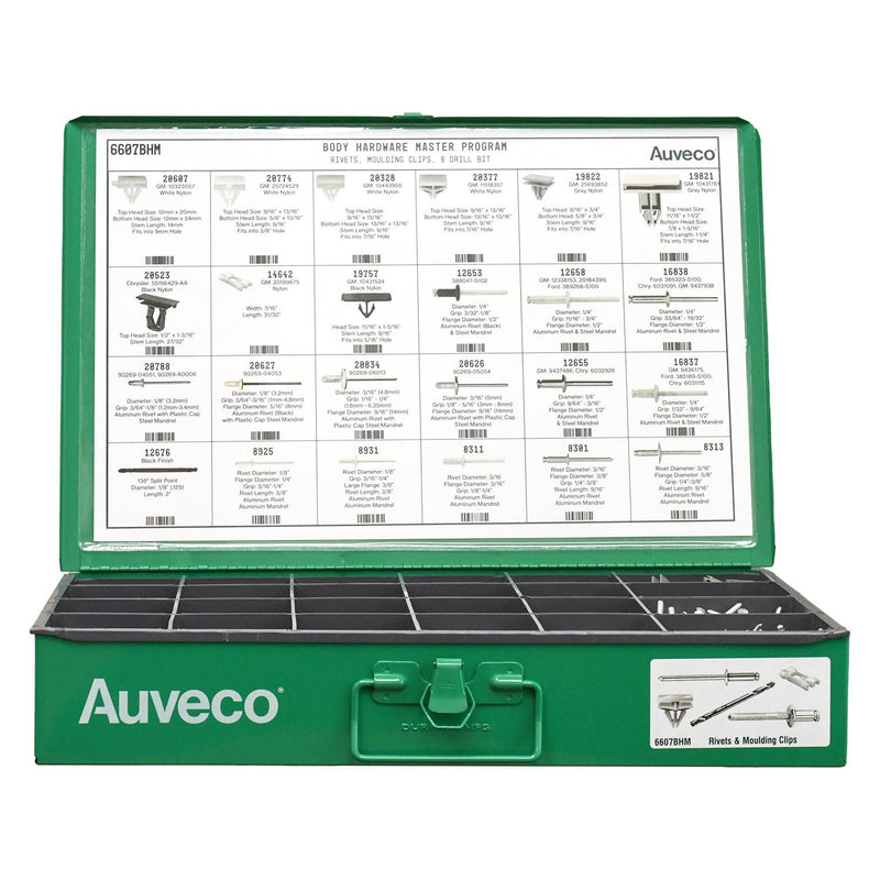 Body Hardware Master Assortment Drawer BHM Specialty Rivets, Double End Drill And Molding Clips