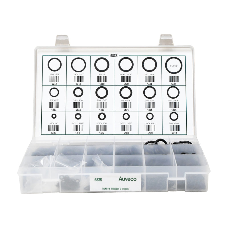 Rubber Buna N O Ring Quik-Select Kit Assortment, 18 Varieties - 770 Pieces