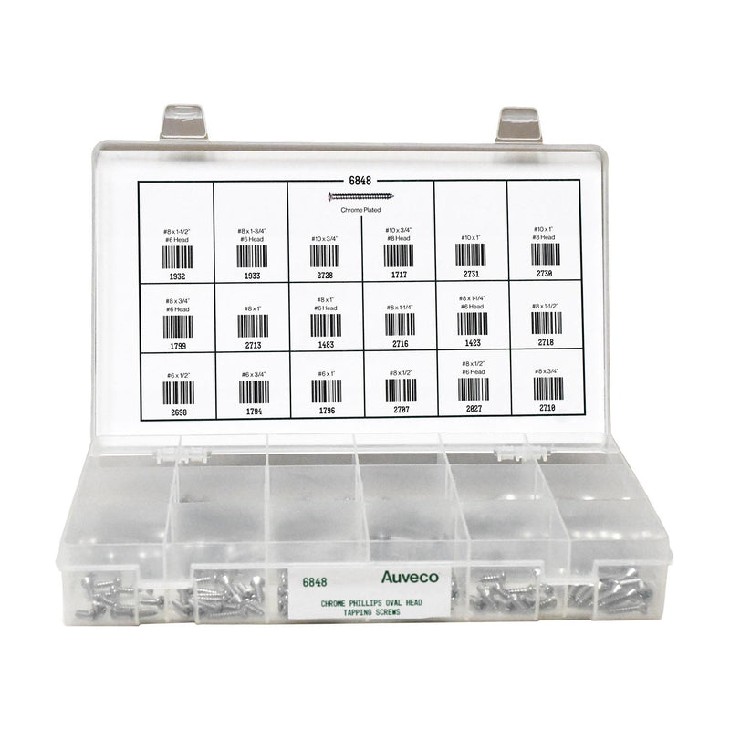 Phillips Oval Head Tapping Screw Quik-Select Assortment, 18 Varieties - 200 Pieces