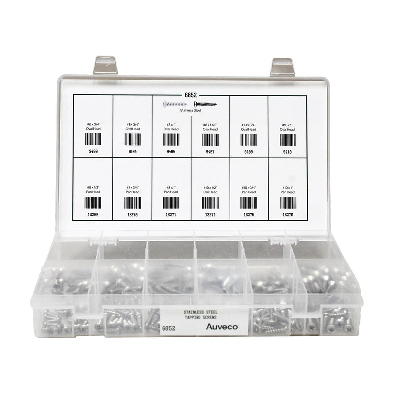 Stainless Steel Tapping Screw Quik-Select Kit Assortment, 12 Varieties - 216 Pieces