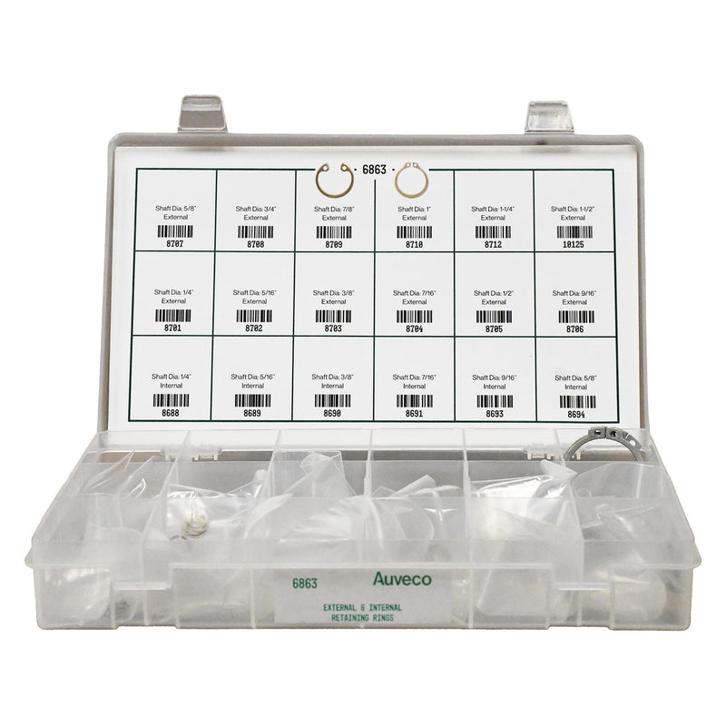 Exterior And Interior Retaining Ring Quik-Select Kit Assortment, 18 Varieties - 151 Pieces