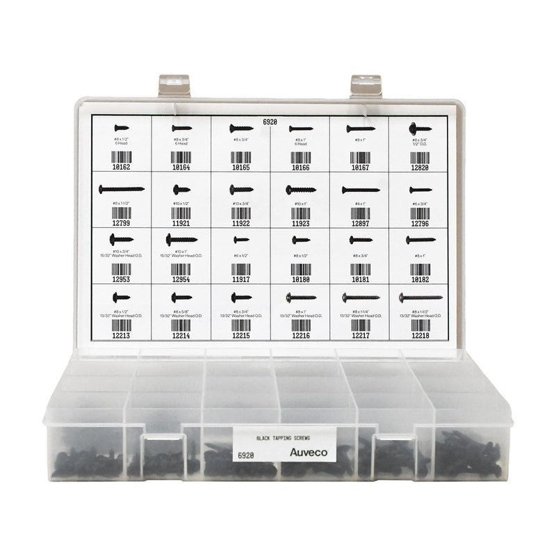 Tapping Screws Assortment, 24 Varieties - 490 Pieces