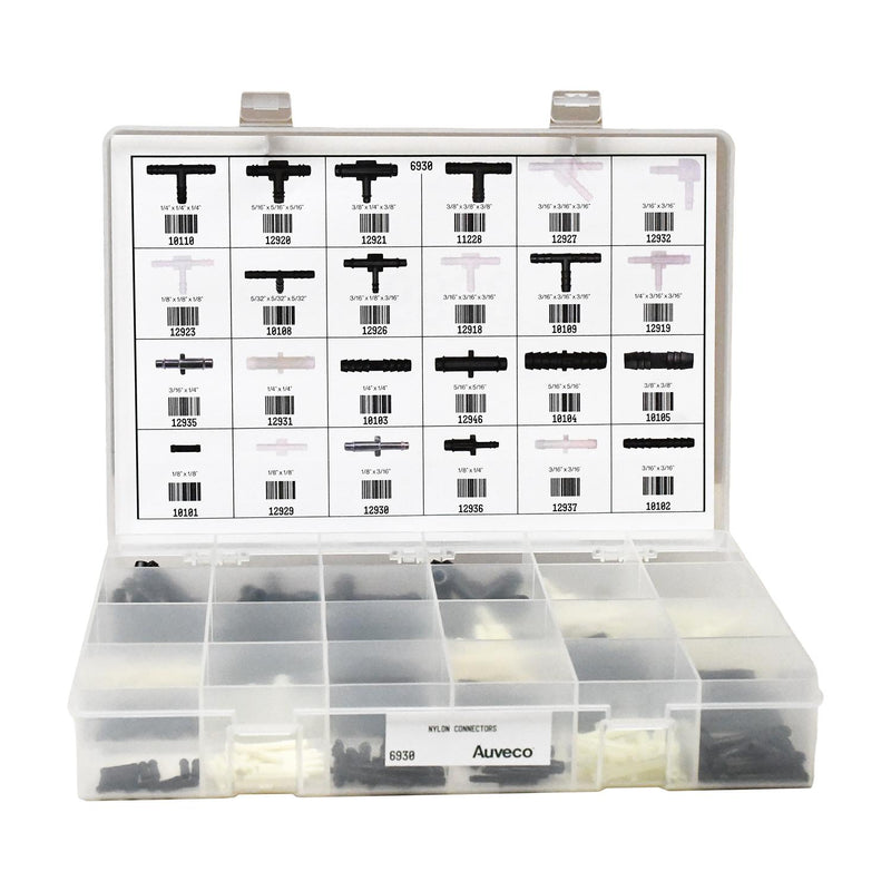 Nylon Tubing Connectors Assortment, 24 Vatieties - 215 Pieces