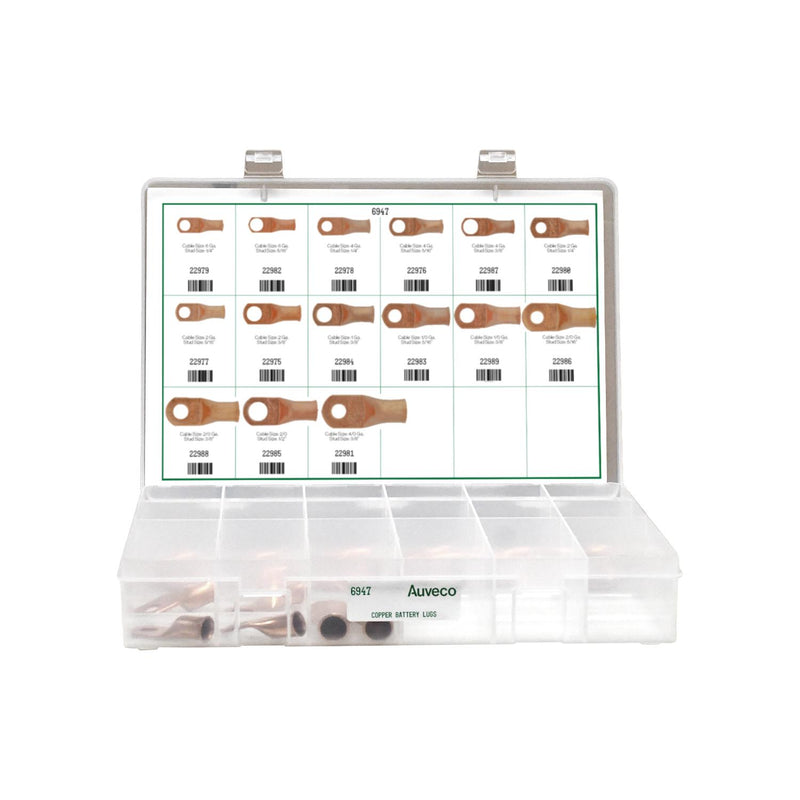 Copper Battery Lug Quik-Select II Assortment, 15 Varieties - 30 Pieces