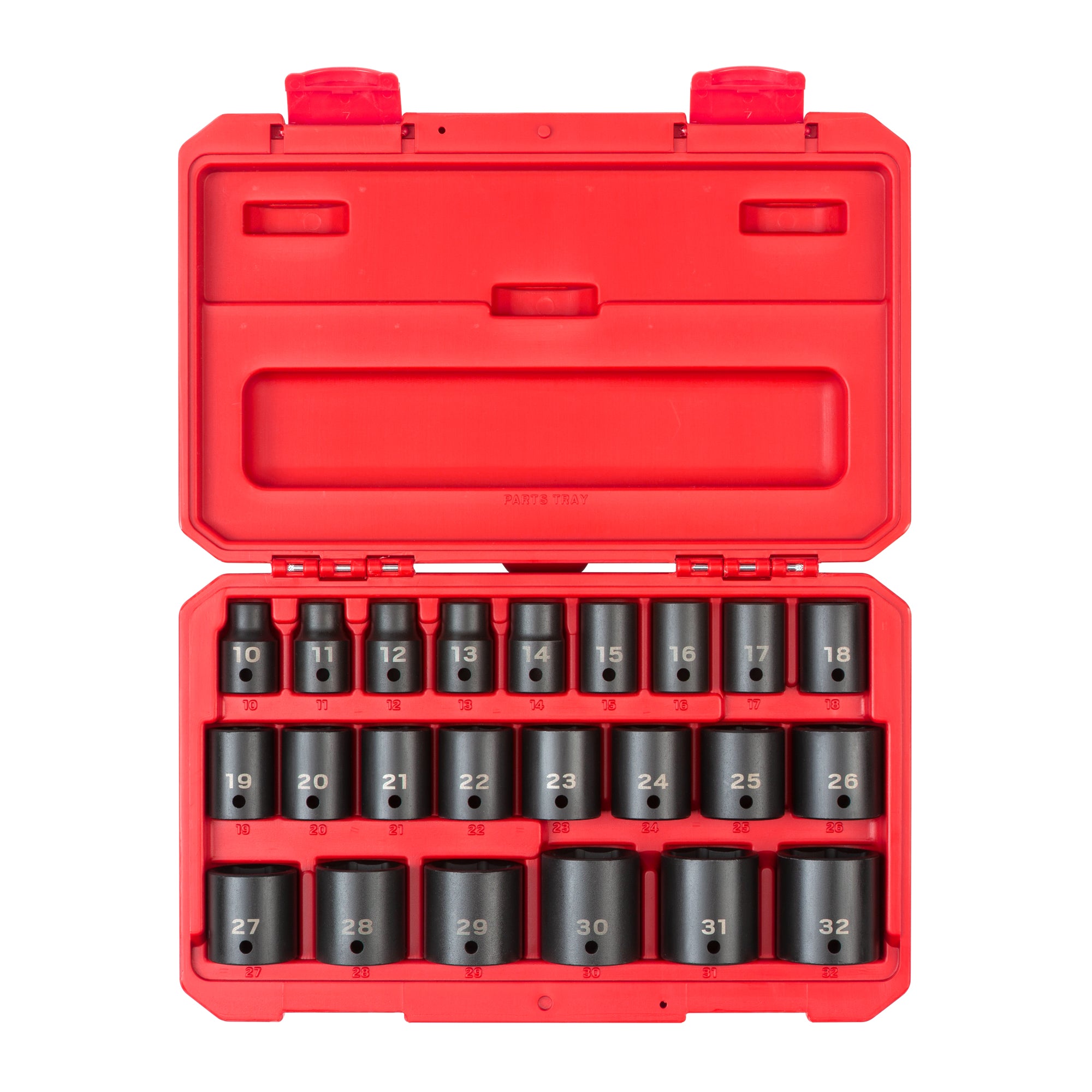 1/2 Inch Drive Shallow 6-Point Impact Socket Set with Case, 23-Piece (10 - 32 mm)