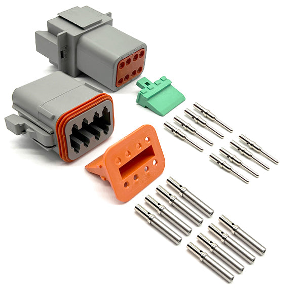 (1 Set) 8 Pin DT Water Proof Connector Assembly, Plug, Recepticle, Wedgelocks, Pins and Sockets