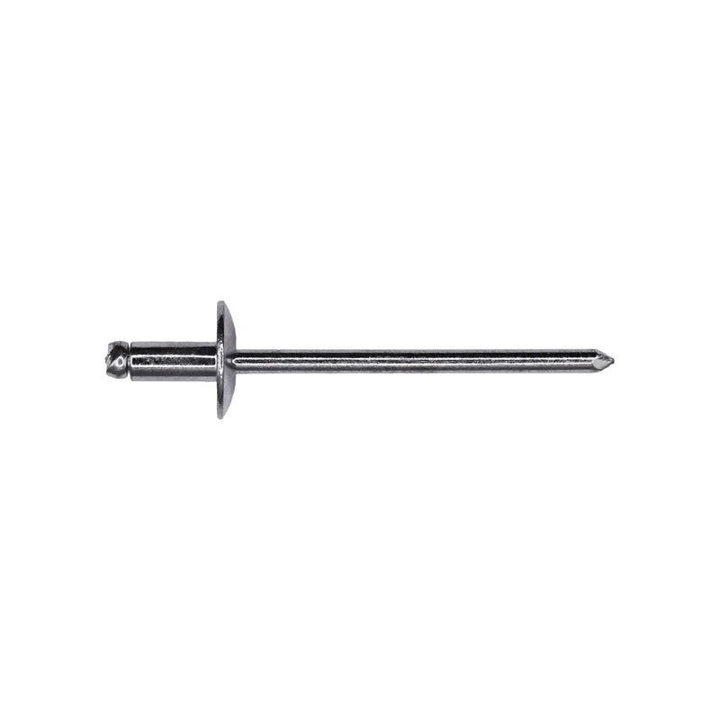 1/8"x7/32" Silver Large Dome Head Pan-L Rivets, 1/16"-1/8" Grip, Steel Body, Steel Mandrel, 3/8"