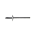 1/8"x25/64" Silver Large Dome Head Pan-L Rivets, 3/16"-1/4" Grip, Steel Body, Steel Mandrel, Steel Rivet - Steel Mandrel