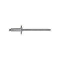 1/8"x25/64" Silver Large Dome Head Pan-L Rivets, 3/16"-1/4" Grip, Steel Body, Steel Mandrel, Steel Rivet - Steel Mandrel