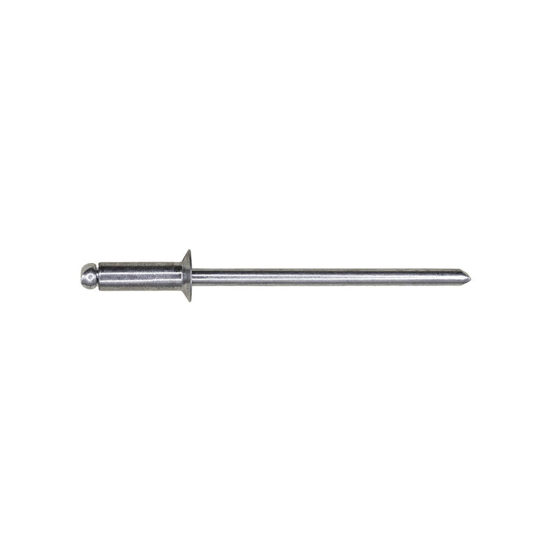 1/8"x25/64" Silver Countersunk Head Pan-L Rivets, 3/16"-1/4" Grip, Steel Body, Steel Mandrel, 7/32"