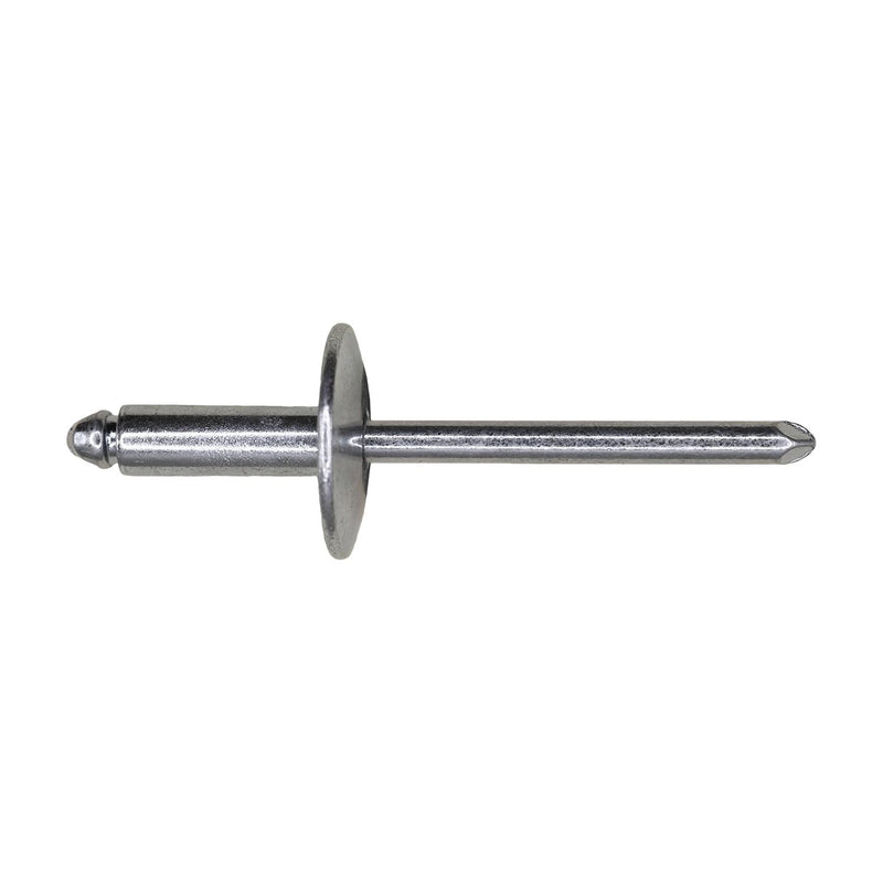 3/16"x9/16" Silver Large Dome Head Pan-L Rivets, 1/4"-3/8" Grip, Steel Body, Steel Mandrel, 5/8"