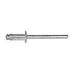 3/16"x3/8" Silver Dome Head Pan-L Rivets, 1/8"-1/4" Grip, Aluminum Body, Steel Mandrel, Aluminum Rivet - Steel Mandrel