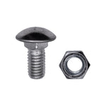 7/16"-14x1" Round Head Bumper Bolts with Hex Nuts, Zinc