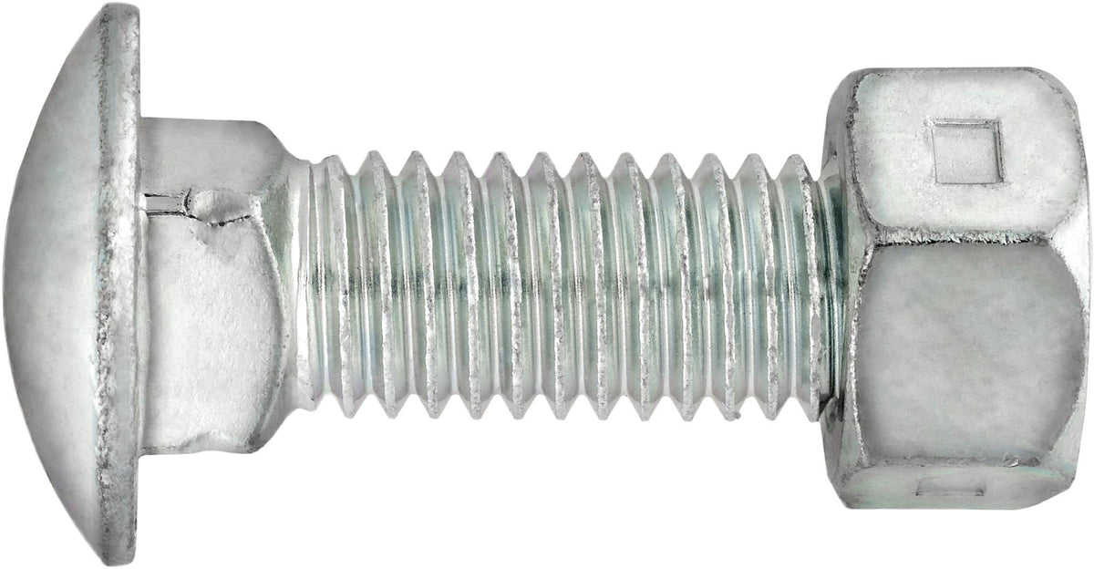 7/16"-14x1" Round Head Bumper Bolts with Hex Lock Nuts, Zinc