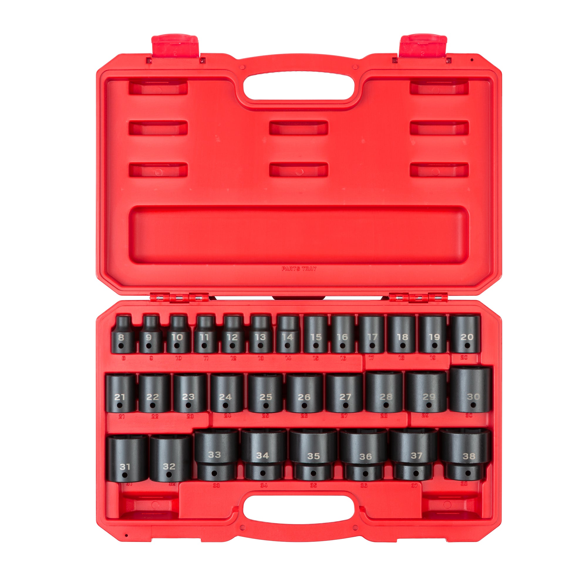 1/2 Inch Drive Shallow 6-Point Impact Socket Set with Case, 31-Piece (8 - 38 mm)
