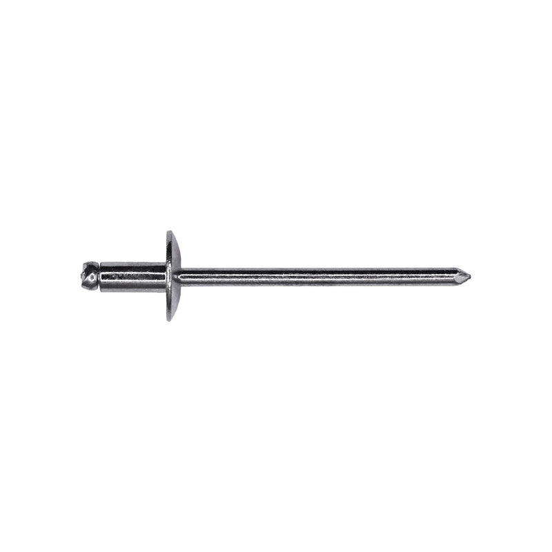1/8"x7/32" Silver Large Dome Head Pan-L-Rivets, 1/16"-1/8" Grip, Steel Body, Steel Mandrel