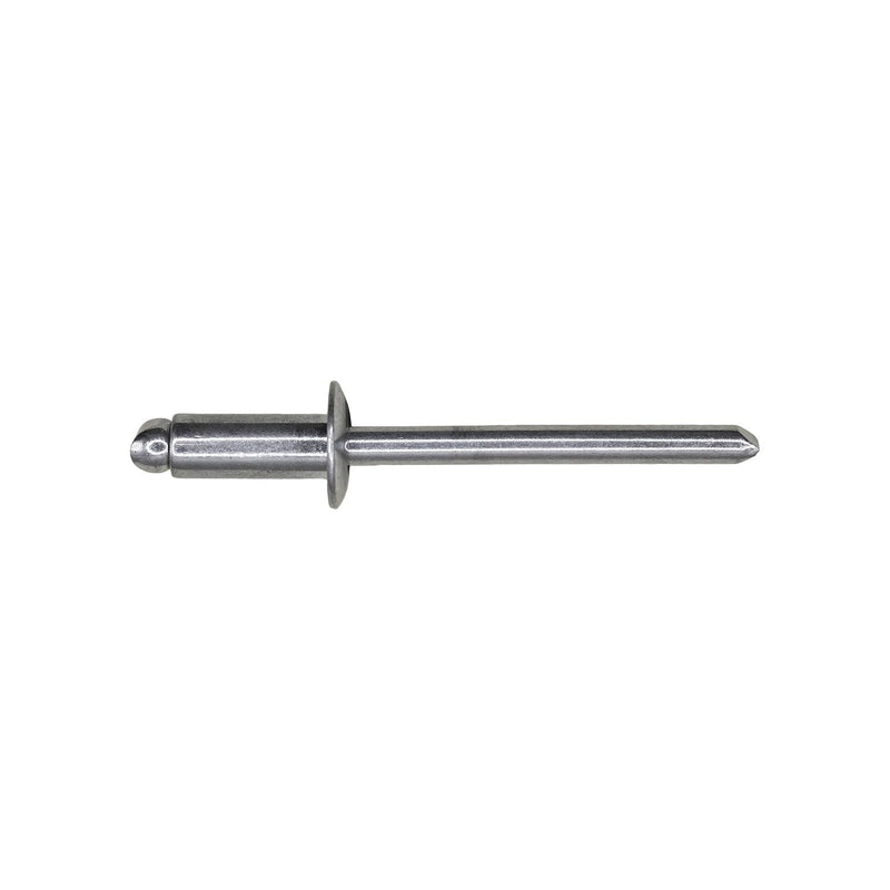 3/16"x7/16" Silver Dome Head Pan-L-Rivets, 1/8"-1/4" Grip, Steel Body, Steel Mandrel, Steel Rivet - Steel Mandrel