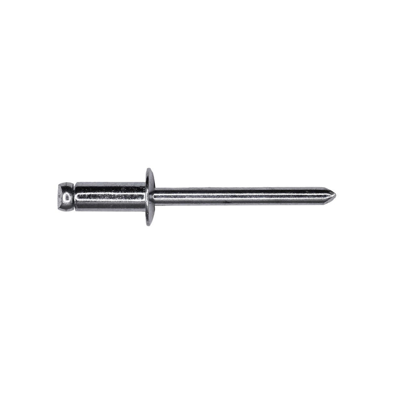 3/16"x7/16" Silver Dome Head Pan-L-Rivets, 1/8"-1/4" Grip, Steel Body, Steel Mandrel, Steel Rivet - Steel Mandrel