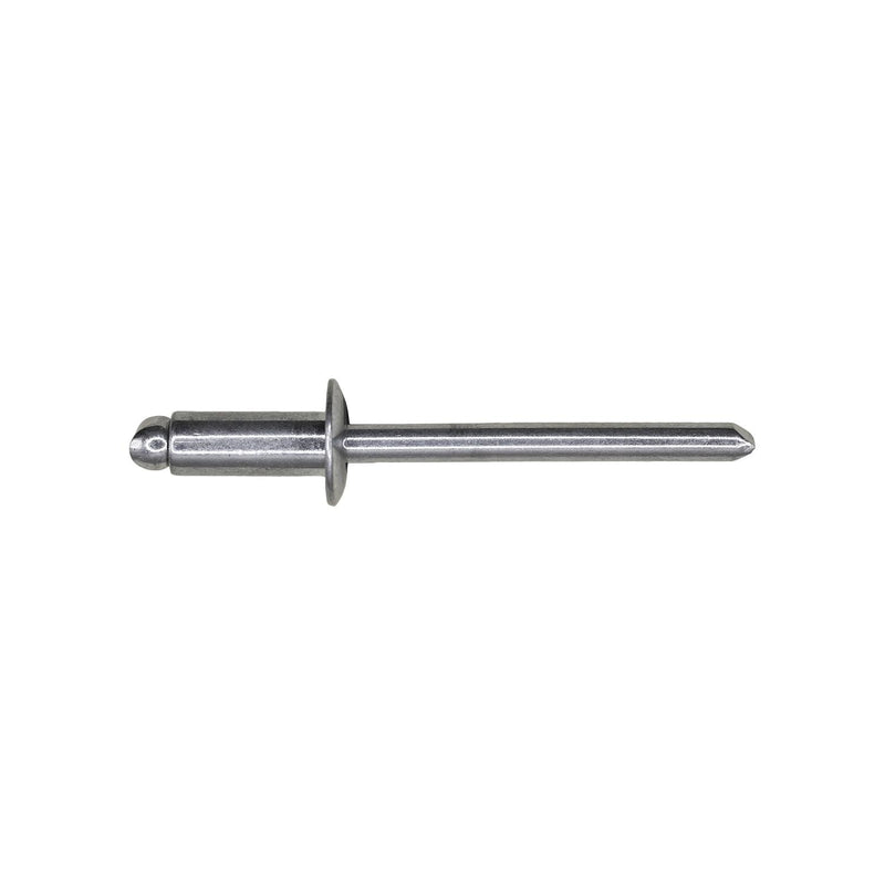 3/16"x7/16" Silver Dome Head Pan-L-Rivets, 1/8"-1/4" Grip, Steel Body, Steel Mandrel, Steel Rivet - Steel Mandrel