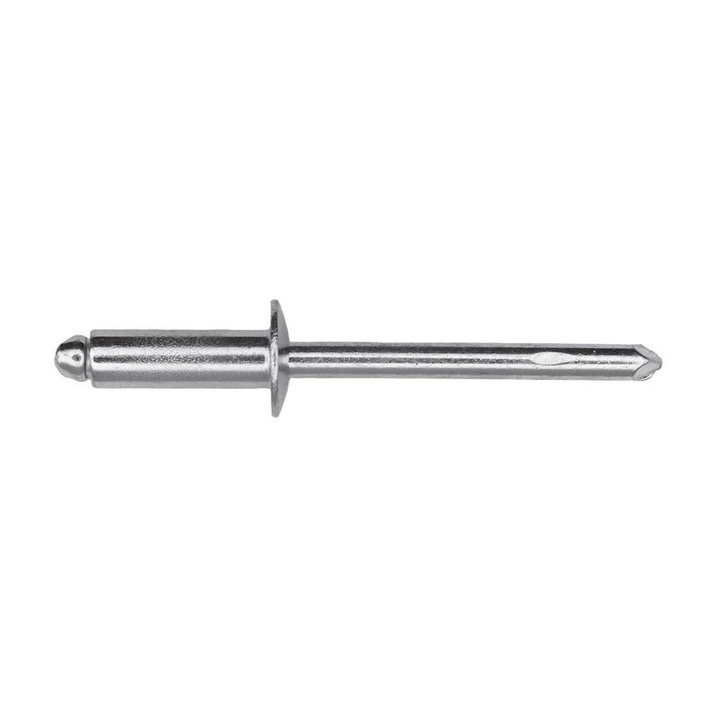 3/16"x9/16" Silver Dome Head Blind Rivet Steel, 1/4"-3/8" Grip, Steel Body, Steel Mandrel
