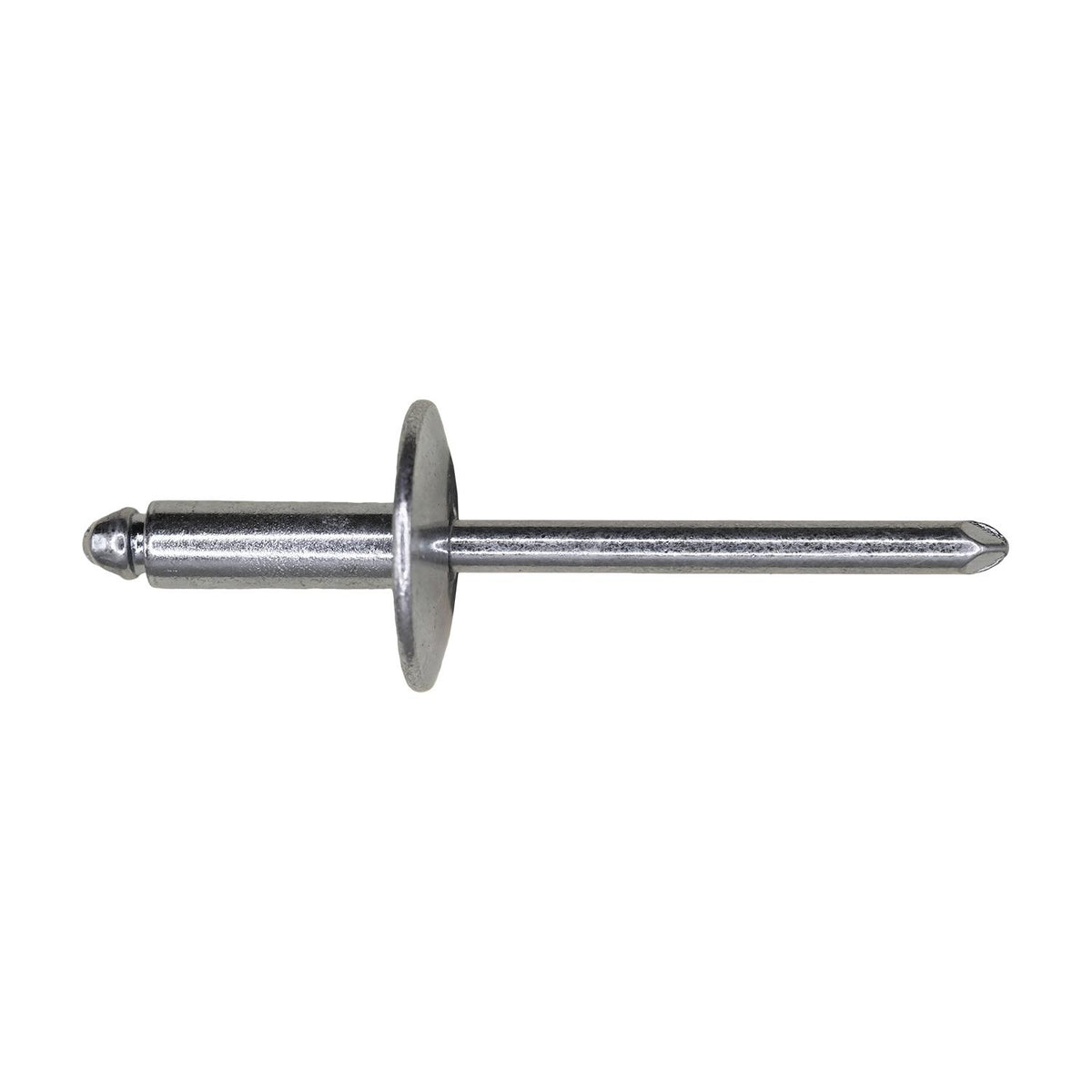 3/16"x9/16" Silver Large Dome Head Blind Rivet Steel lf, 1/4"-3/8" Grip, Steel Body, Steel Mandrel