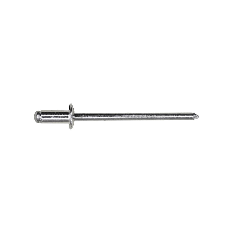 1/8"x7/32" Silver Dome Head Pan-L-Rivets, 1/16"-1/8" Grip, Aluminum Body, Steel Mandrel