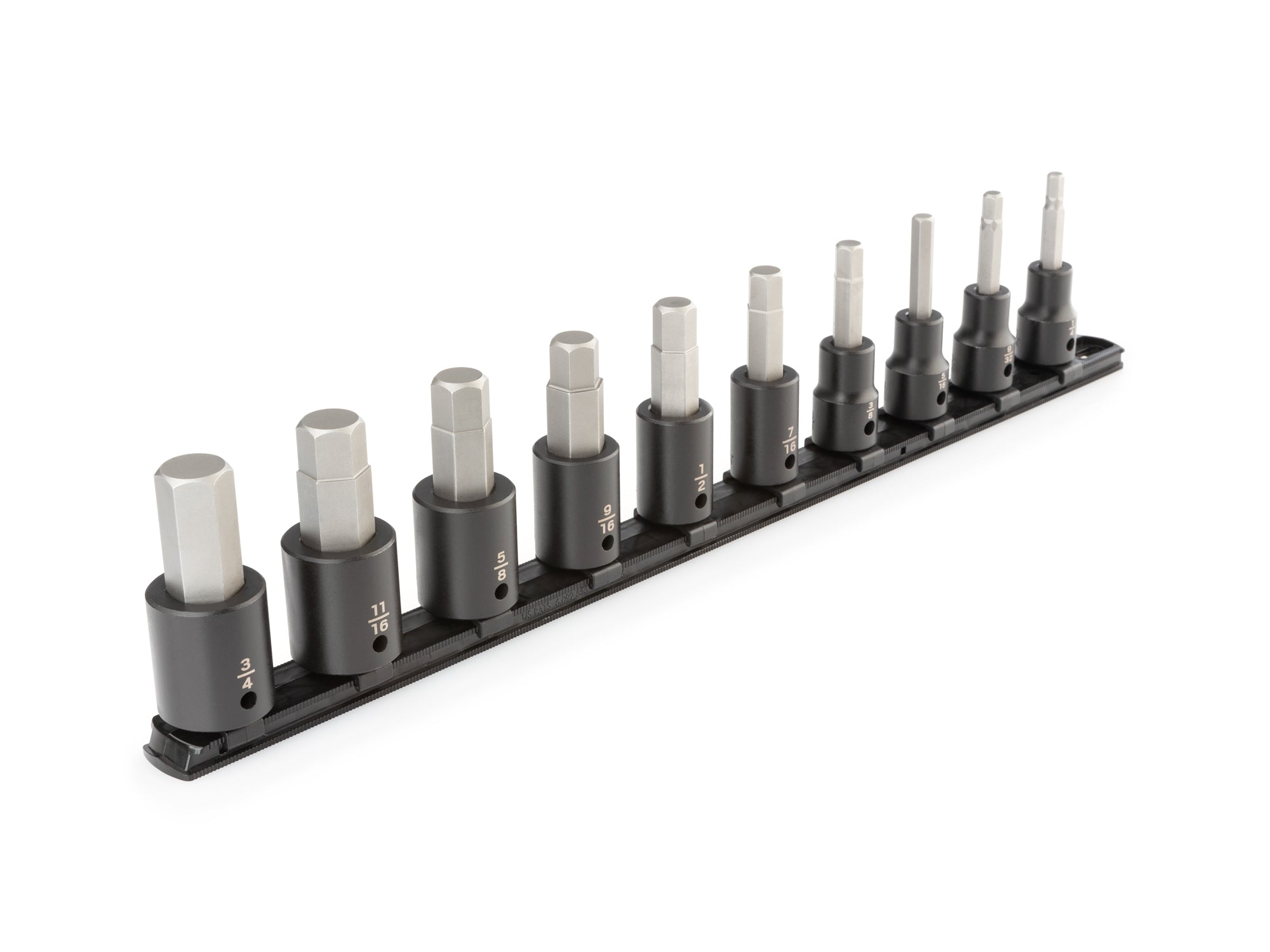 1/2 Inch Drive Hex Impact Bit Socket Set with Rail, 10-Piece (1/4 - 3/4 in.)