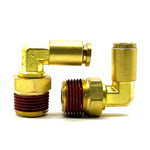 1/4" Tube to 3/8" NPT 90 Degree Elbow Male Pipe Connector, Brass D.O.T. Push to Connect Air Brake Fitting with Red Acrylic Thread Sealant