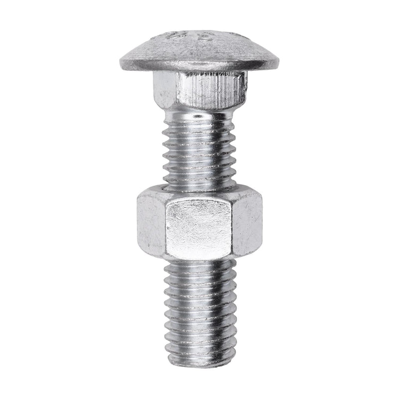 1/2"x2" Carriage Bolt, Zinc